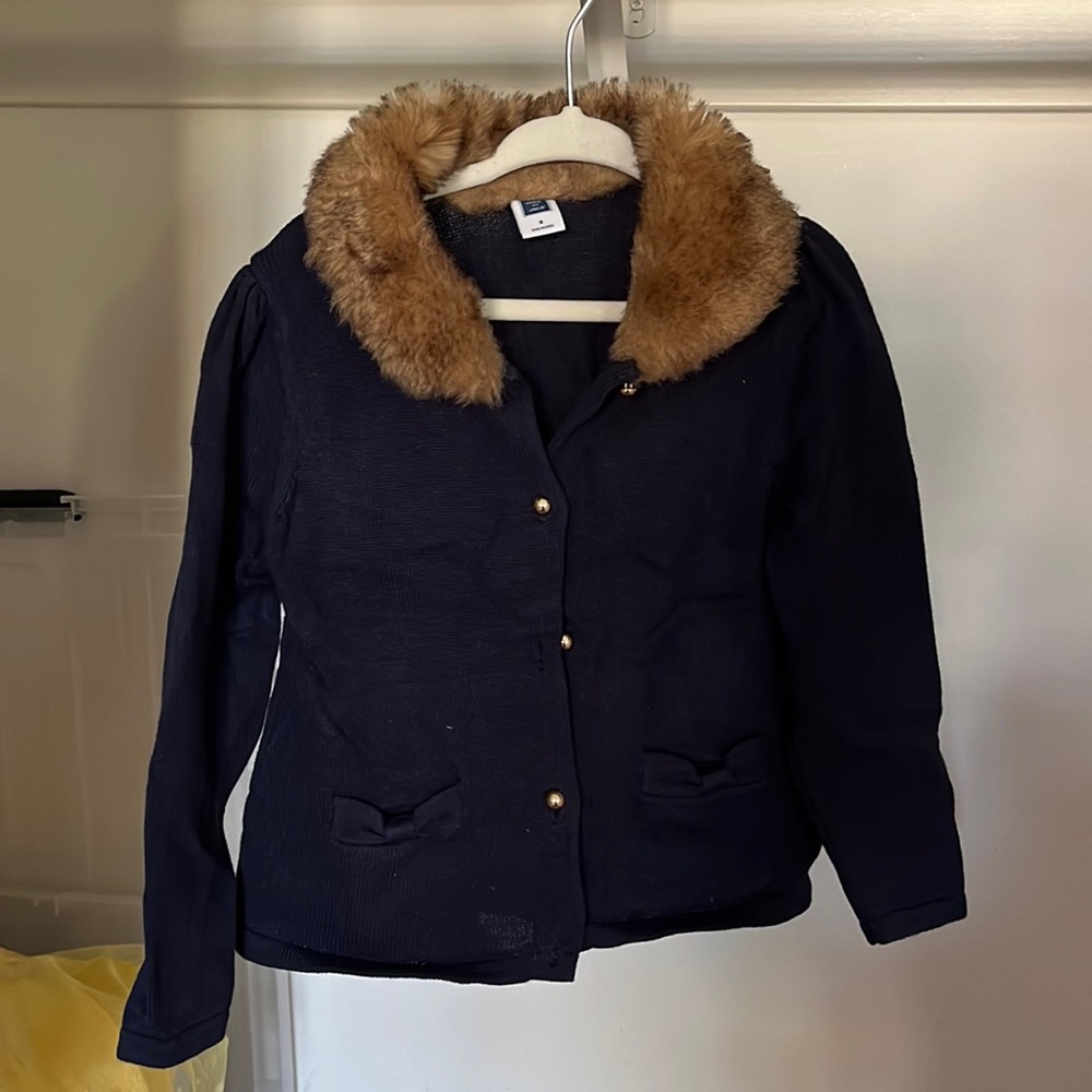 Janie and jack 3T girls cardigan with fur trim detail